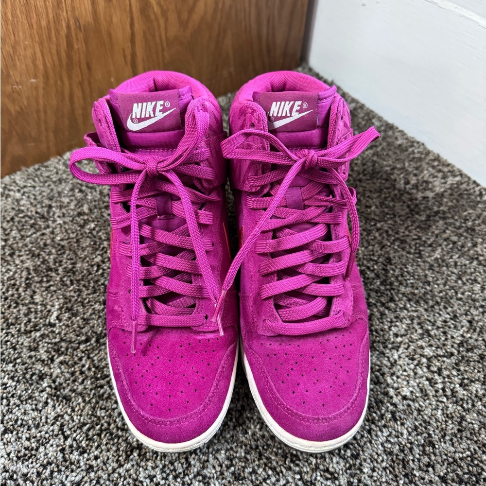 Nike Pink High-Top Sneakers with Suede Finish